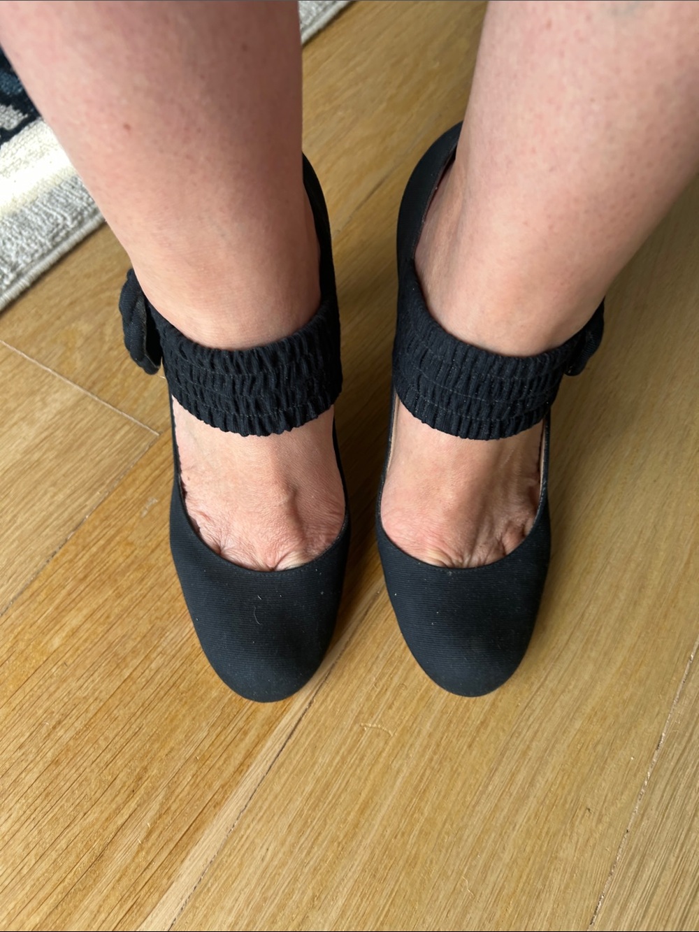 MARC BY MARC JACOBS Black Cloth Heels w/ Flower Embellishment